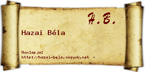 Hazai Béla névjegykártya